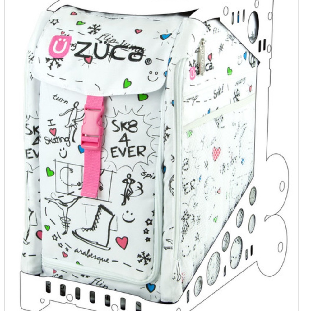 ZUCA Kids Skating Bag - White with Pink Accents